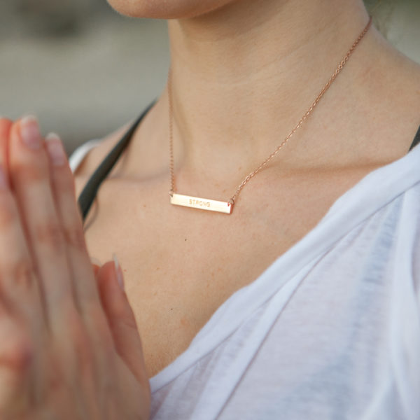 Inspirational Jewelry Gold Bar Necklace Strong Necklace