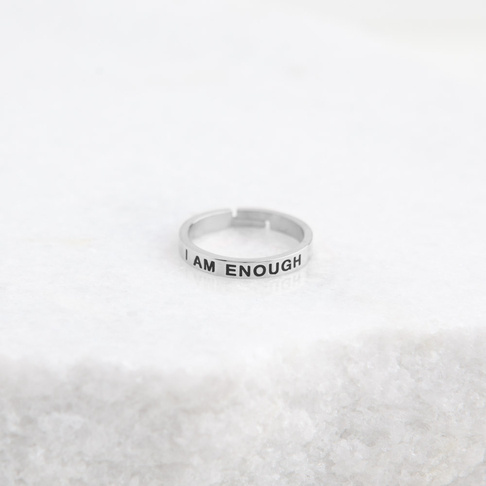 Serena spoelen Spreek luid I Am Enough Adjustable Ring - Affirmation Jewelry % Lillian and Co.